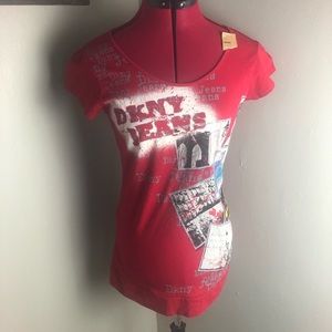 NWT DKNY jeans red new york graphic shirt L